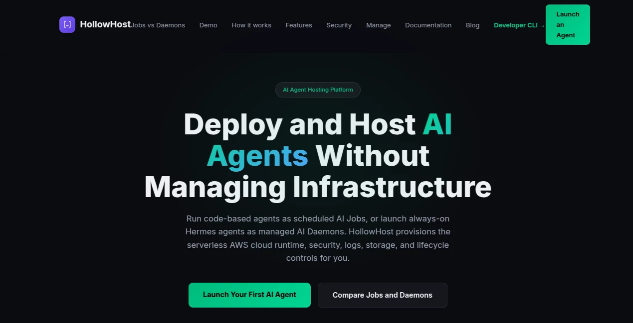 Screenshot of Hollow Host – An AI tool in the ,AI Workflow Management ,AI API Design ,AI Developer Tools ,AI DevOps Assistant  category, showcasing its interface and key features.