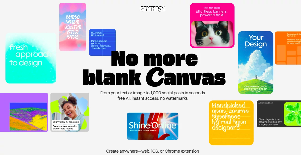 Screenshot of SMMAI – An AI tool in the ,AI Social Media Assistant ,AI Presentation Generator ,AI Graphic Design ,AI Design Generator  category, showcasing its interface and key features.