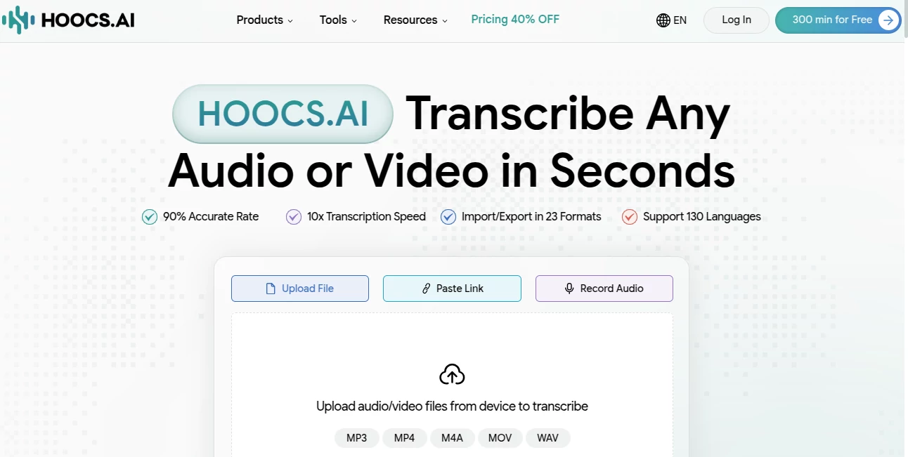 Screenshot of Hoocs AI – An AI tool in the ,AI Summarizer ,AI Mind Mapping ,AI Transcription ,AI Speech to Text  category, showcasing its interface and key features.