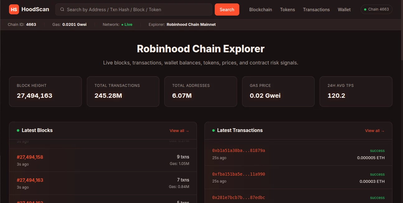 Screenshot of Hood-Chain – An AI tool in the ,AI Blockchain ,AI Developer Tools ,Web3  category, showcasing its interface and key features.
