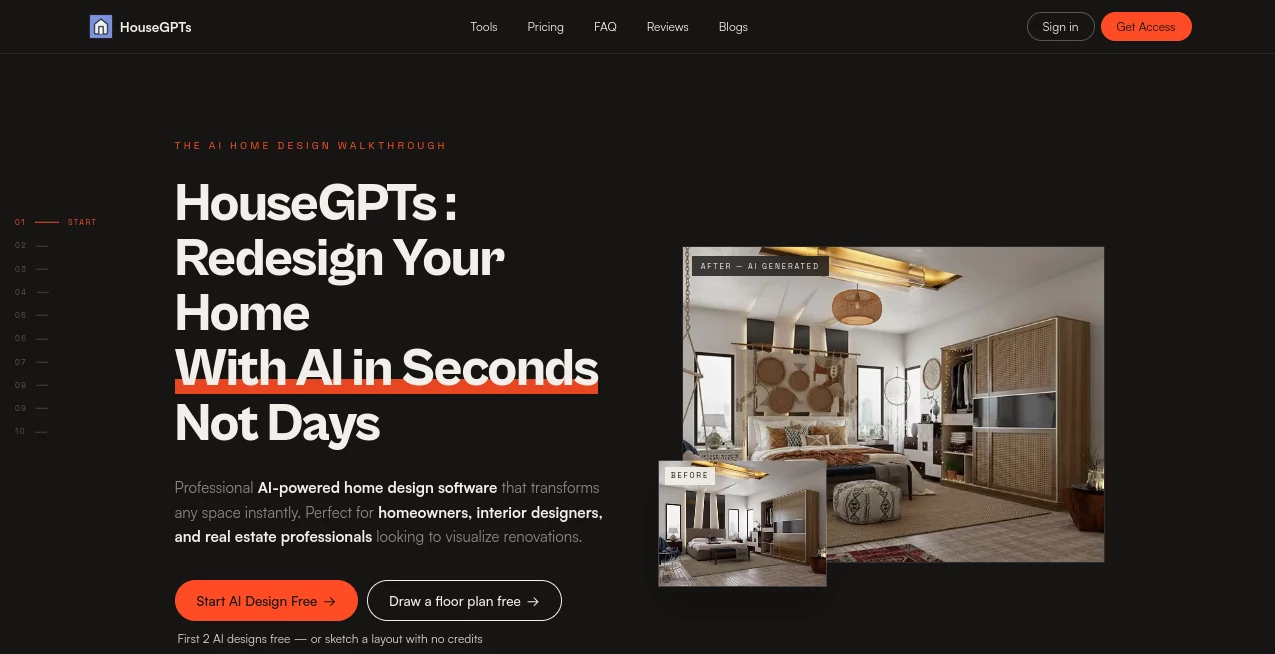Screenshot of HouseGPTs – An AI tool in the ,AI Interior & Room Design ,AI Photography ,AI Graphic Design ,AI Design Generator  category, showcasing its interface and key features.