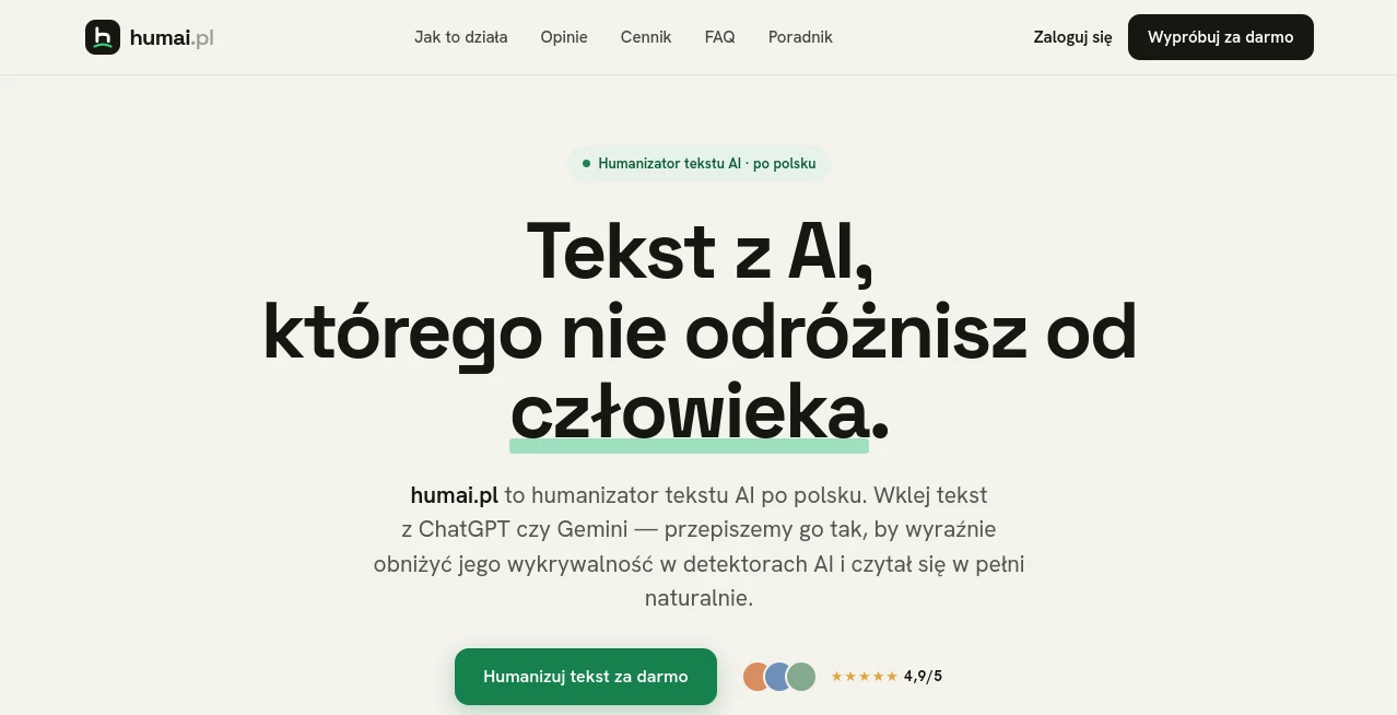 Screenshot of humai.pl – An AI tool in the ,AI Content Generator ,AI Advertising Assistant ,AI Social Media Assistant ,AI Digital Marketing Generator  category, showcasing its interface and key features.