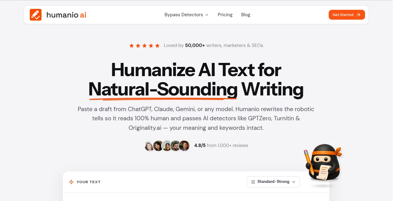 Screenshot of Humanio AI – An AI tool in the ,AI Content Generator ,AI Rewriter ,AI Copywriting ,AI Writing Assistants  category, showcasing its interface and key features.