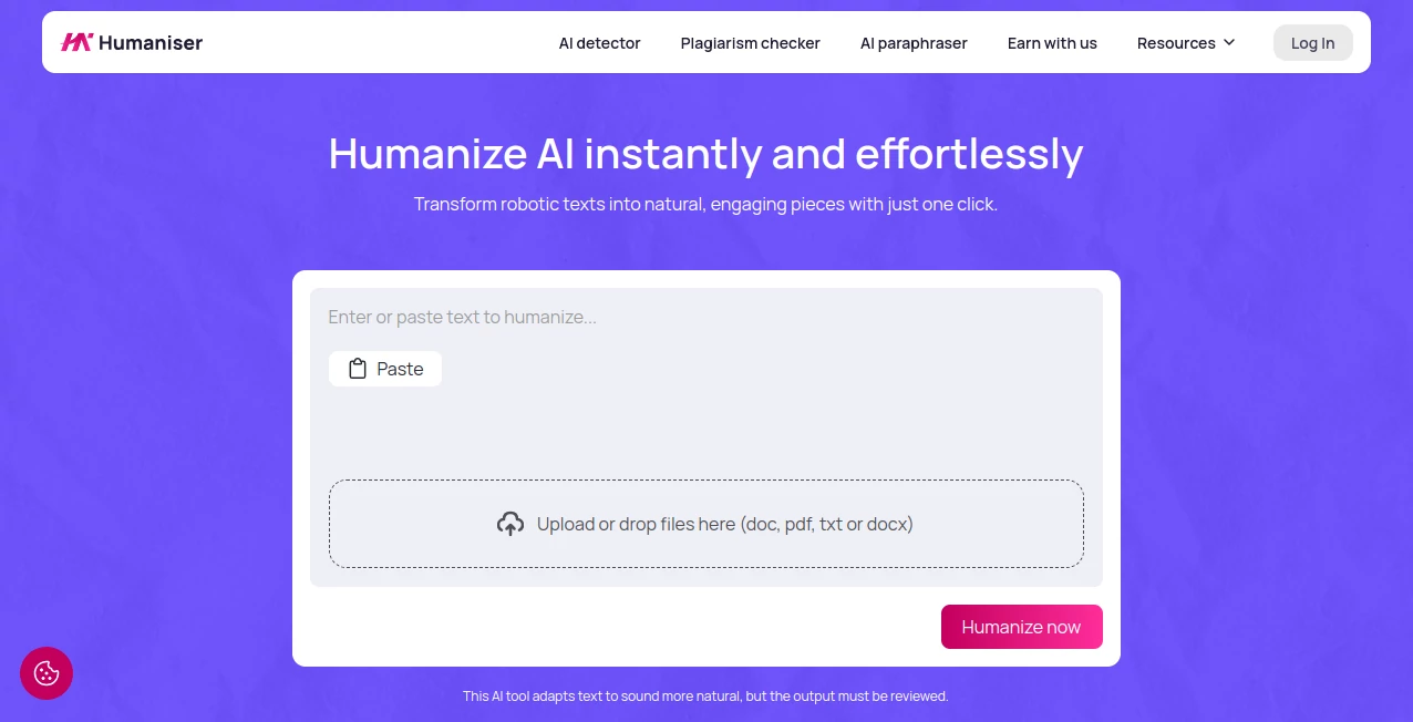 Screenshot of Humaniser AI – An AI tool in the ,AI Rewriter ,AI Writing Assistants ,AI Content Generator ,AI Content Detector  category, showcasing its interface and key features.