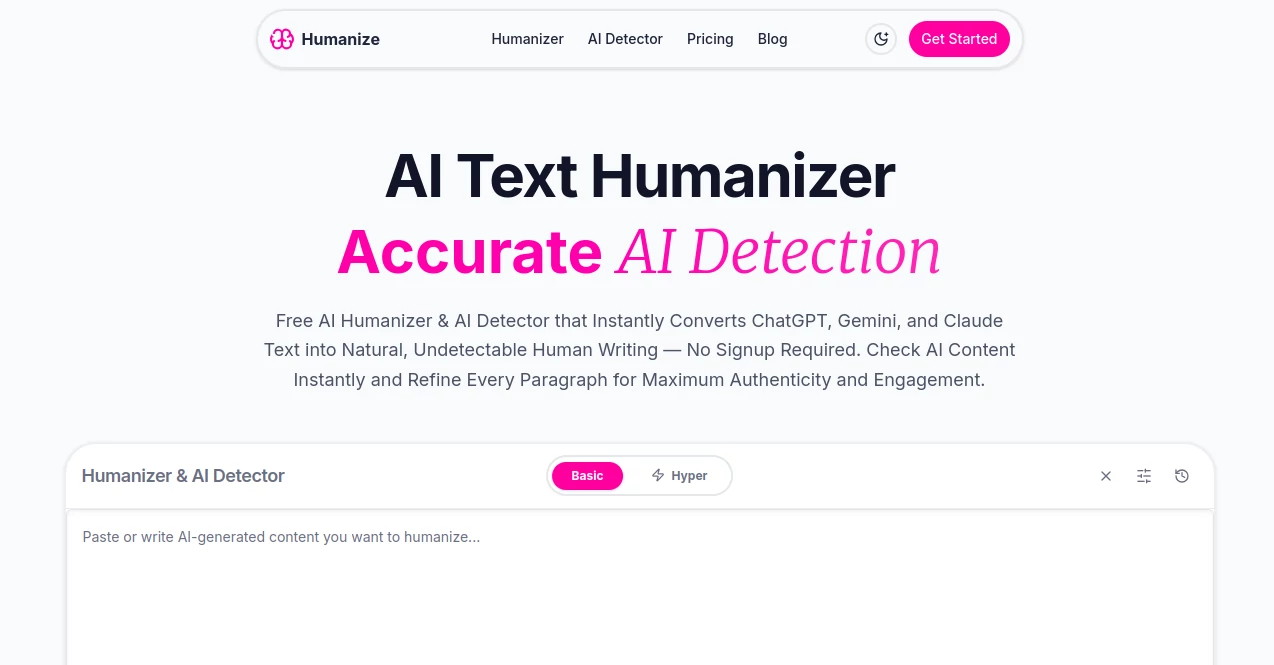 Screenshot of Humanize.sh – An AI tool in the ,AI Paraphraser ,AI Rewriter ,AI Content Detector ,AI Grammar Checker  category, showcasing its interface and key features.