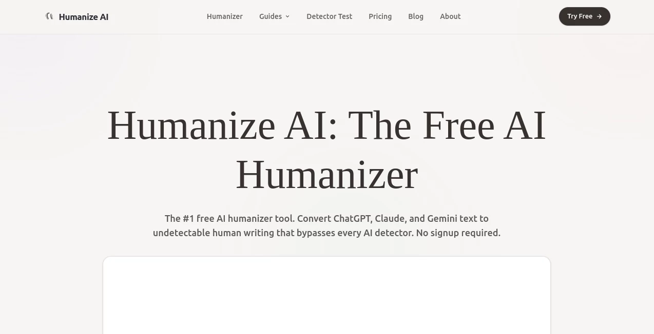 Screenshot of Humanize AI – An AI tool in the ,AI Detector ,AI Content Generator ,AI Rewriter ,AI Writing Assistants  category, showcasing its interface and key features.