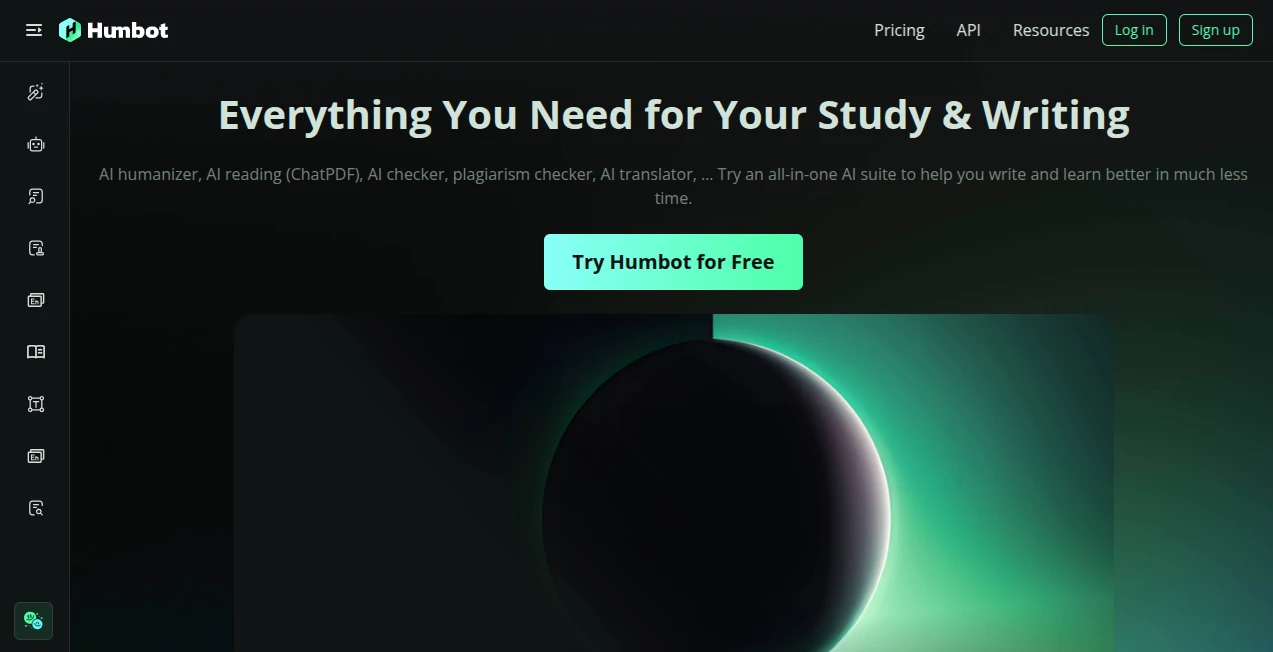 Screenshot of humbot.ai – An AI tool in the ,AI Content Generator ,AI Summarizer ,AI Checker Essay ,AI Writing Assistants  category, showcasing its interface and key features.