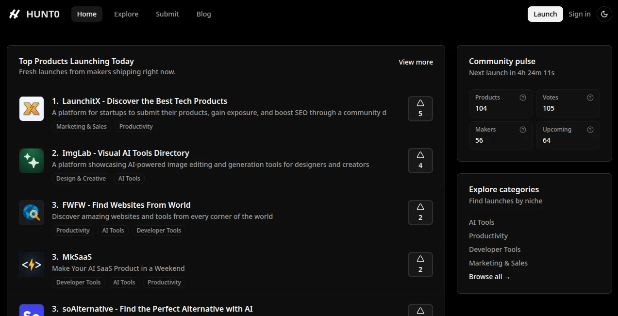 Screenshot of HUNT0 – An AI tool in the ,AI Tools Directory  category, showcasing its interface and key features.