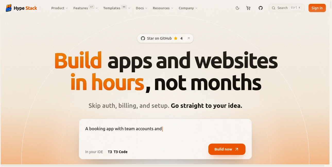 Screenshot of Hype Stack – An AI tool in the ,AI Website Builder ,AI No-Code & Low-Code ,AI Developer Tools ,AI App Builder  category, showcasing its interface and key features.