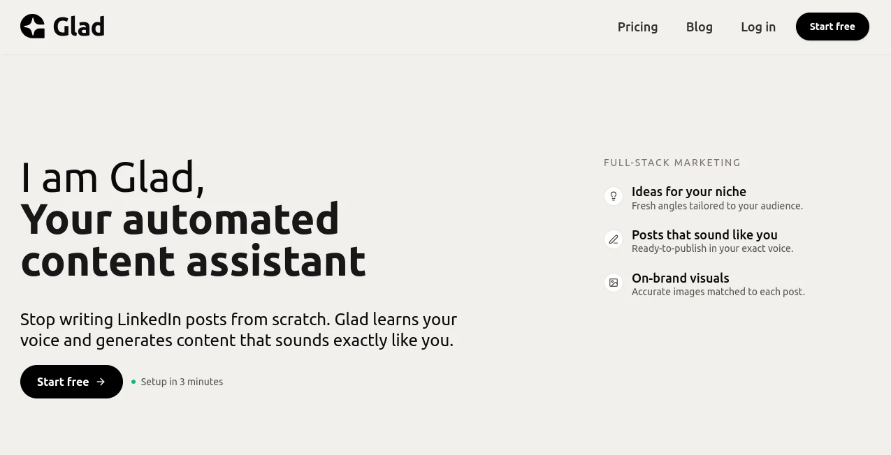 Screenshot of Glad AI – An AI tool in the ,AI Life Assistant ,AI Productivity Tools ,AI Speech Recognition ,AI Voice Assistants  category, showcasing its interface and key features.