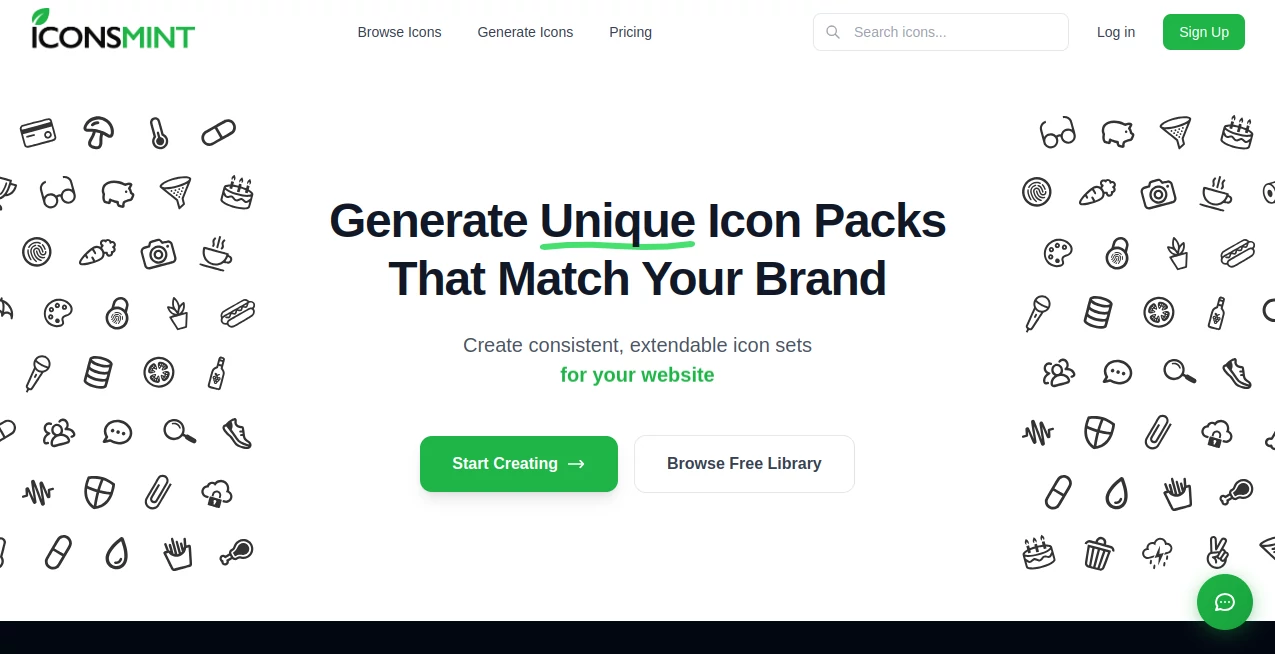 Screenshot of IconsMint – An AI tool in the ,AI Photo & Image Generator ,AI Icon Generator ,AI Graphic Design ,AI Design Assistant  category, showcasing its interface and key features.