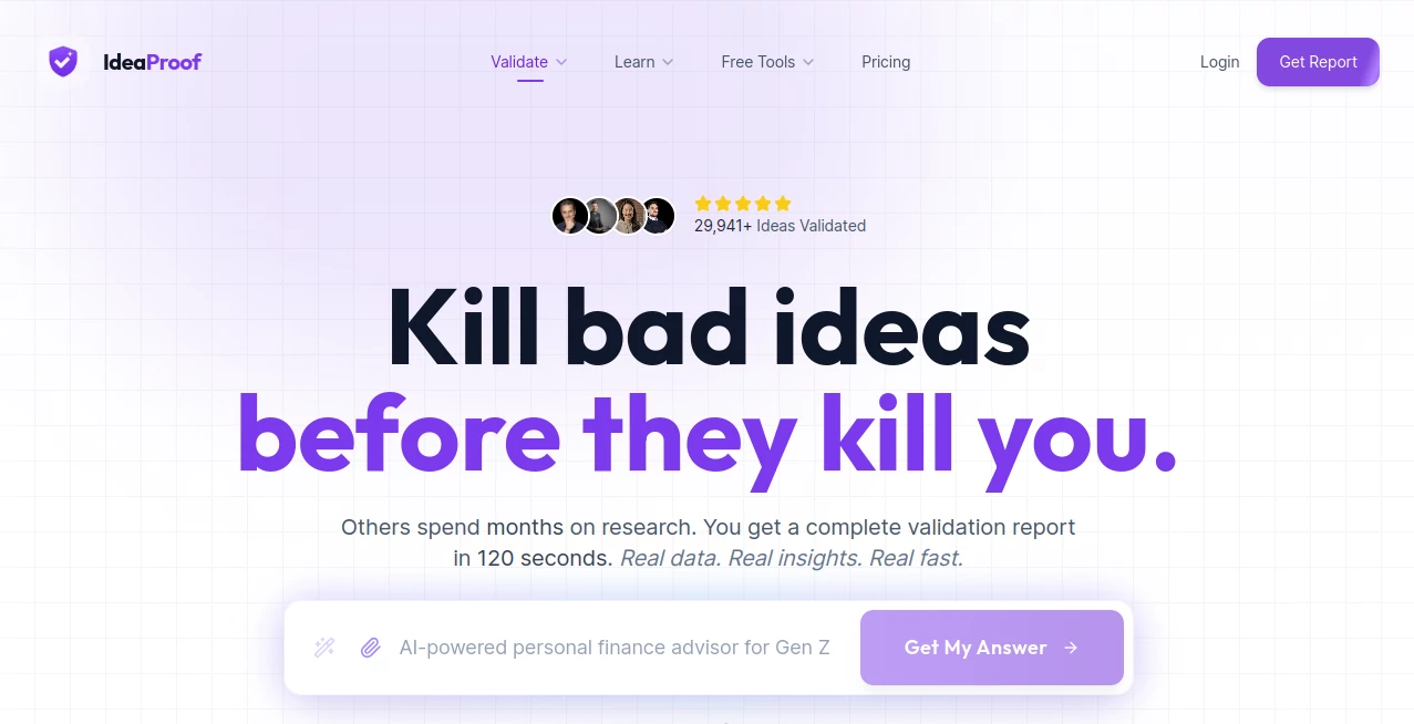 Screenshot of IdeaProof – An AI tool in the ,AI Research Tool ,AI Business Ideas Generator ,AI Consulting Assistant ,AI Productivity Tools  category, showcasing its interface and key features.