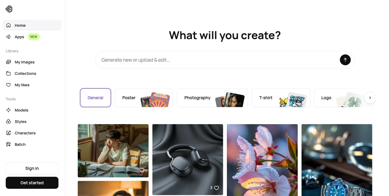 Screenshot of Ideogram 3.0 – An AI tool in the ,AI Art Generator ,AI Graphic Design ,AI Image to Image ,AI Text to Image  category, showcasing its interface and key features.