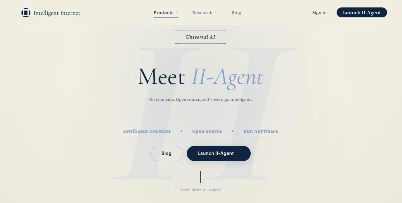 Screenshot of ii.inc – An AI tool in the ,AI Developer Tools ,AI Chatbot ,AI Productivity Tools ,Large Language Models (LLMs)  category, showcasing its interface and key features.
