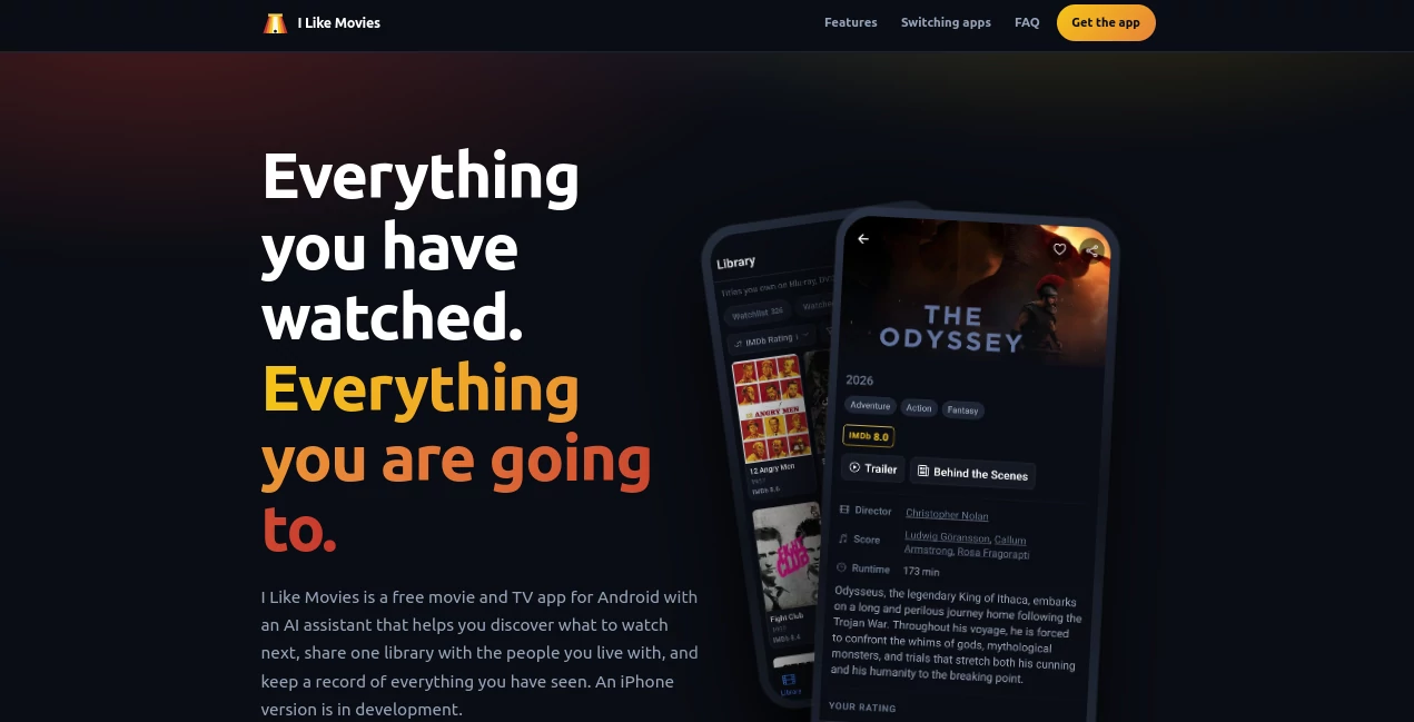 Screenshot of I Like Movies – An AI tool in the ,AI Life Assistant ,AI Fun Tools ,AI Chatbot  category, showcasing its interface and key features.