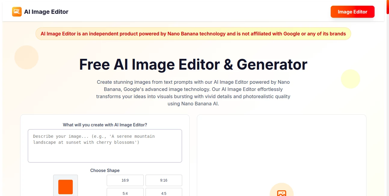 Screenshot of AI Image Editor – An AI tool in the ,AI Photo Enhancer ,Photo & Image Editor ,AI Art Generator ,AI Image to Image  category, showcasing its interface and key features.