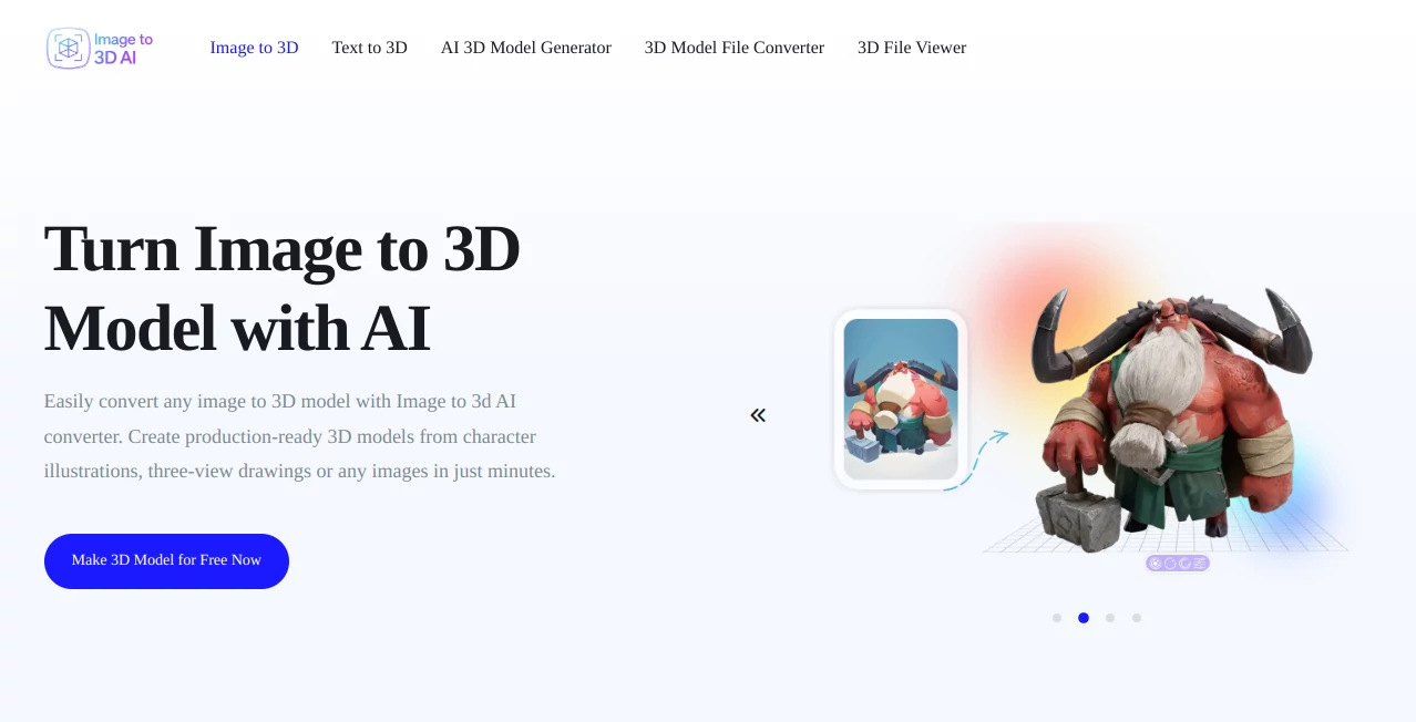 Screenshot of Image to 3D AI – An AI tool in the ,AI 3D Model Generator ,AI Text to 3D ,AI Image to 3D Model ,Design & Art  category, showcasing its interface and key features.