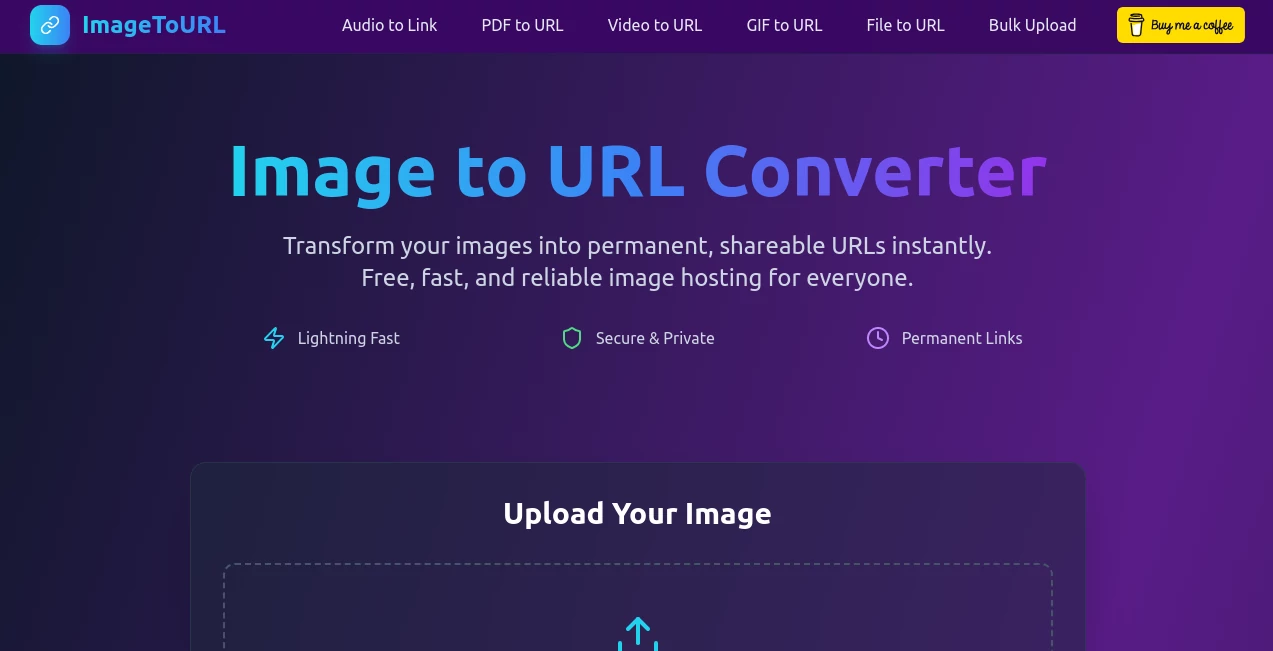 Screenshot of Image to URL Converter – An AI tool in the ,Photo & Image Editor ,AI Documents Assistant ,AI Files Assistant  category, showcasing its interface and key features.