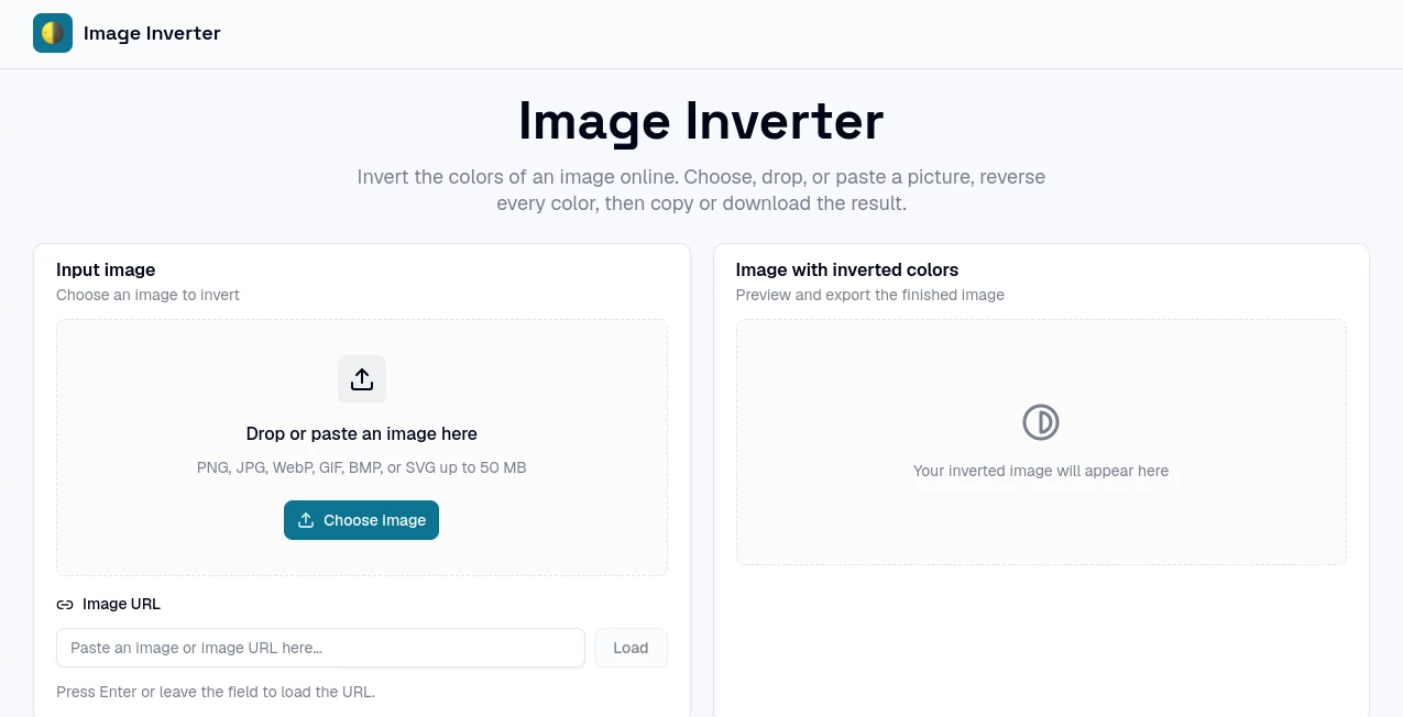 Screenshot of Image Inverter – An AI tool in the ,Photo & Image Editor ,Image  category, showcasing its interface and key features.
