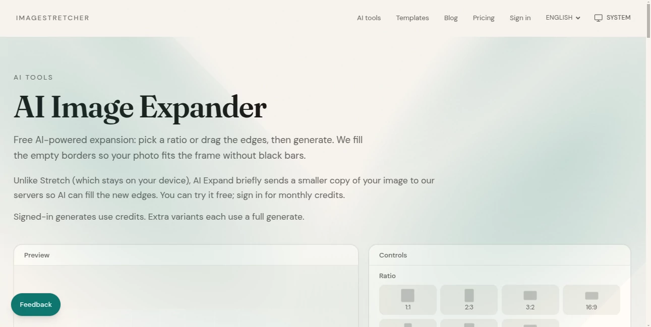 Screenshot of AI Image Eexpander | Imagestretcher – An AI tool in the ,AI Photo & Image Generator ,Photo & Image Editor ,AI Background Generator ,AI Image to Image  category, showcasing its interface and key features.