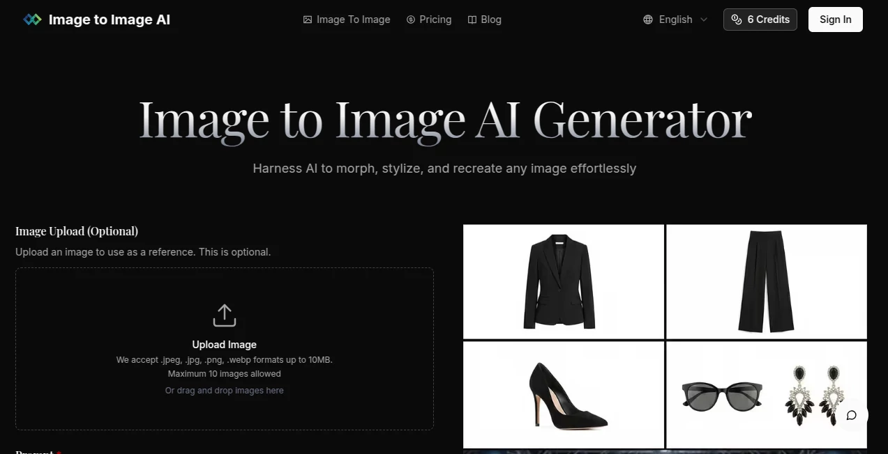 Screenshot of Image to Image AI – An AI tool in the ,AI Photo & Image Generator ,Photo & Image Editor ,AI Design Generator ,AI Image to Image  category, showcasing its interface and key features.