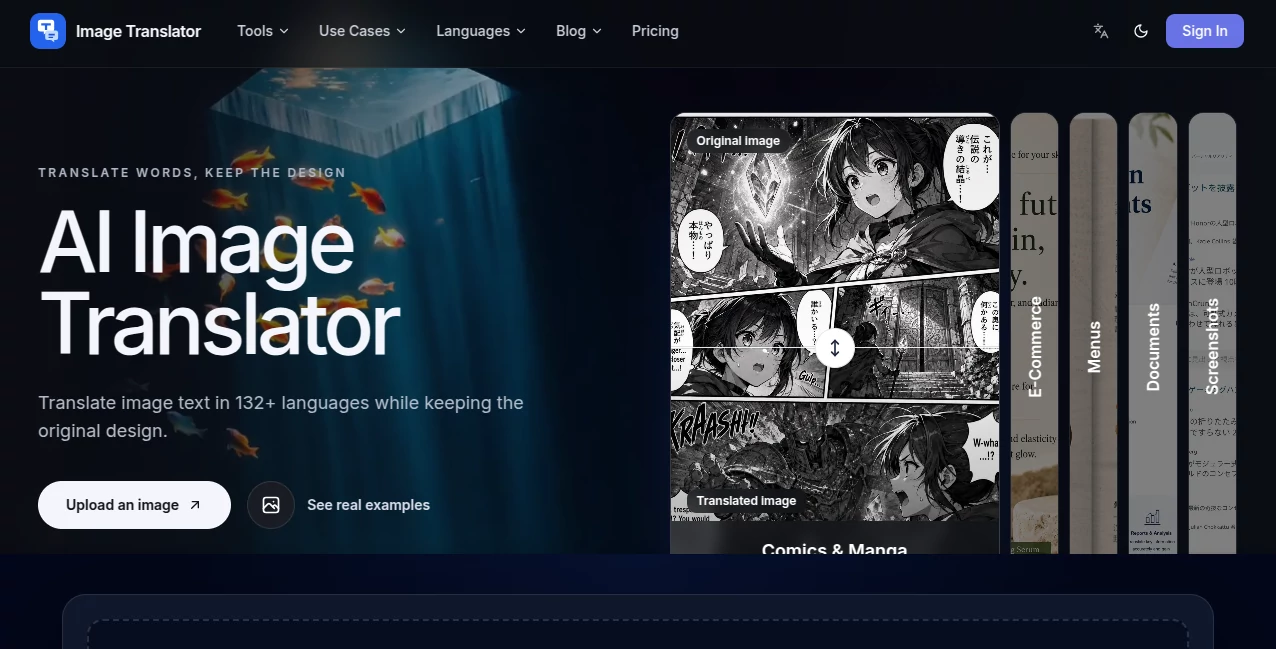 Screenshot of Image Translator – An AI tool in the ,AI Translate ,AI Image Scanning  category, showcasing its interface and key features.