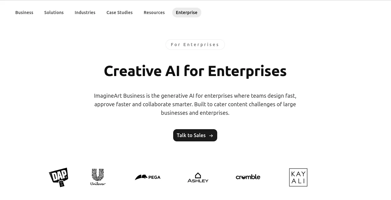 Screenshot of ImagineArt Business – An AI tool in the ,AI Design Assistant ,AI Video Generator ,AI Art Generator ,AI Graphic Design  category, showcasing its interface and key features.