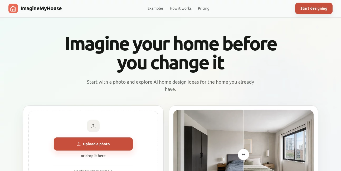 Screenshot of ImagineMyHouse – An AI tool in the ,AI Photo & Image Generator ,AI Interior & Room Design ,AI Photography ,AI Design Generator  category, showcasing its interface and key features.