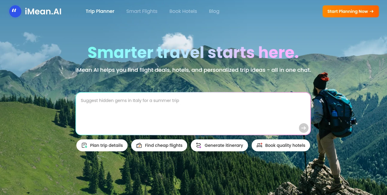 Screenshot of iMean AI – An AI tool in the ,AI Recipe Assistant ,AI Life Assistant ,AI Trip Planner  category, showcasing its interface and key features.