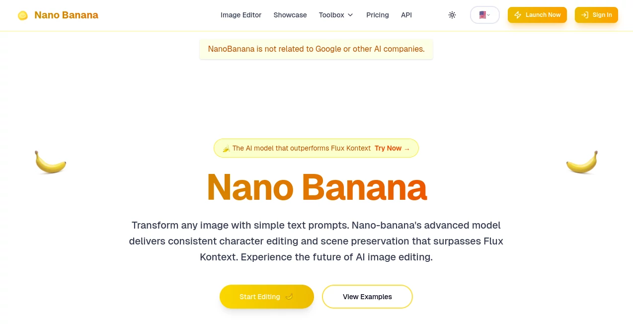 Screenshot of Nano Banana – An AI tool in the ,Photo & Image Editor ,AI Photo Enhancer ,AI Background Remover ,AI Image to Image  category, showcasing its interface and key features.