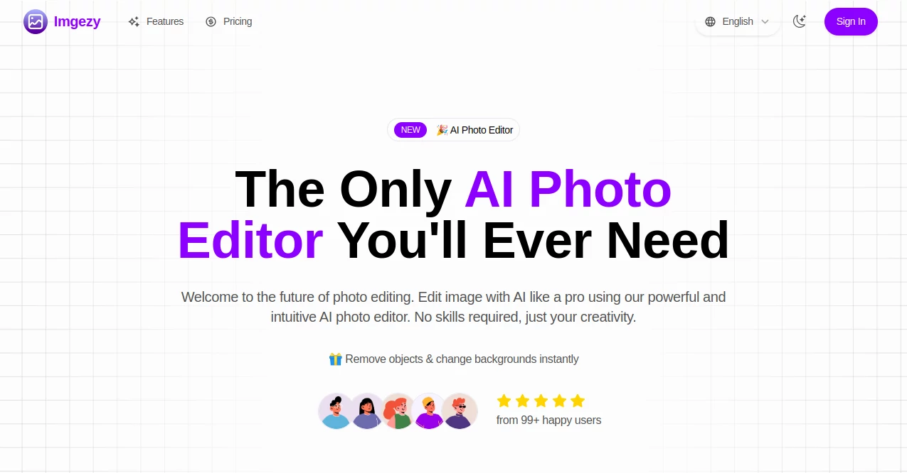 Screenshot of Imgezy – An AI tool in the ,AI Photo & Image Generator ,AI Art Generator  category, showcasing its interface and key features.