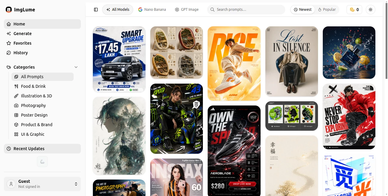 Screenshot of ImgLume – An AI tool in the ,AI Text to Image ,AI Photo & Image Generator ,AI Art Generator ,AI Design Generator  category, showcasing its interface and key features.