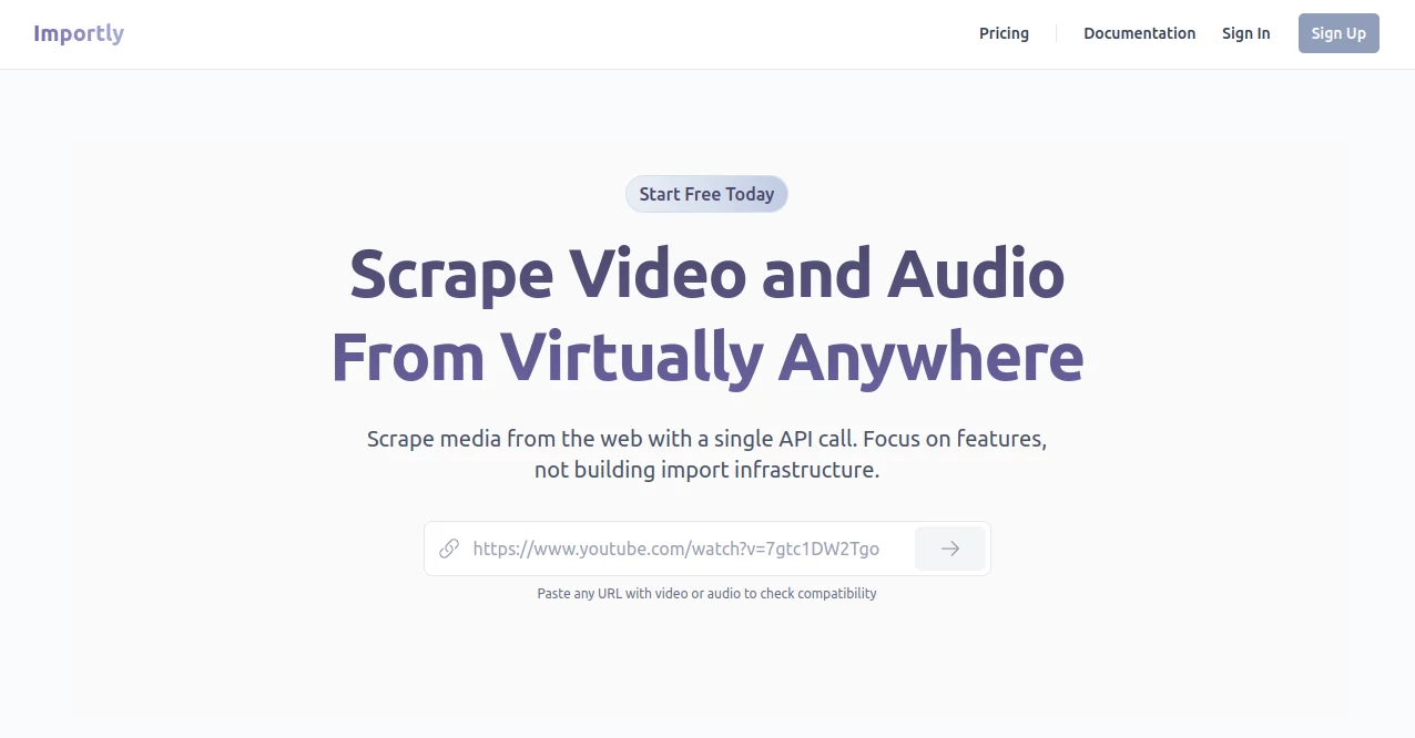 Screenshot of Importly.io – An AI tool in the ,AI Recording ,AI Video to Video ,AI Web Scraping ,AI Video Enhancer  category, showcasing its interface and key features.
