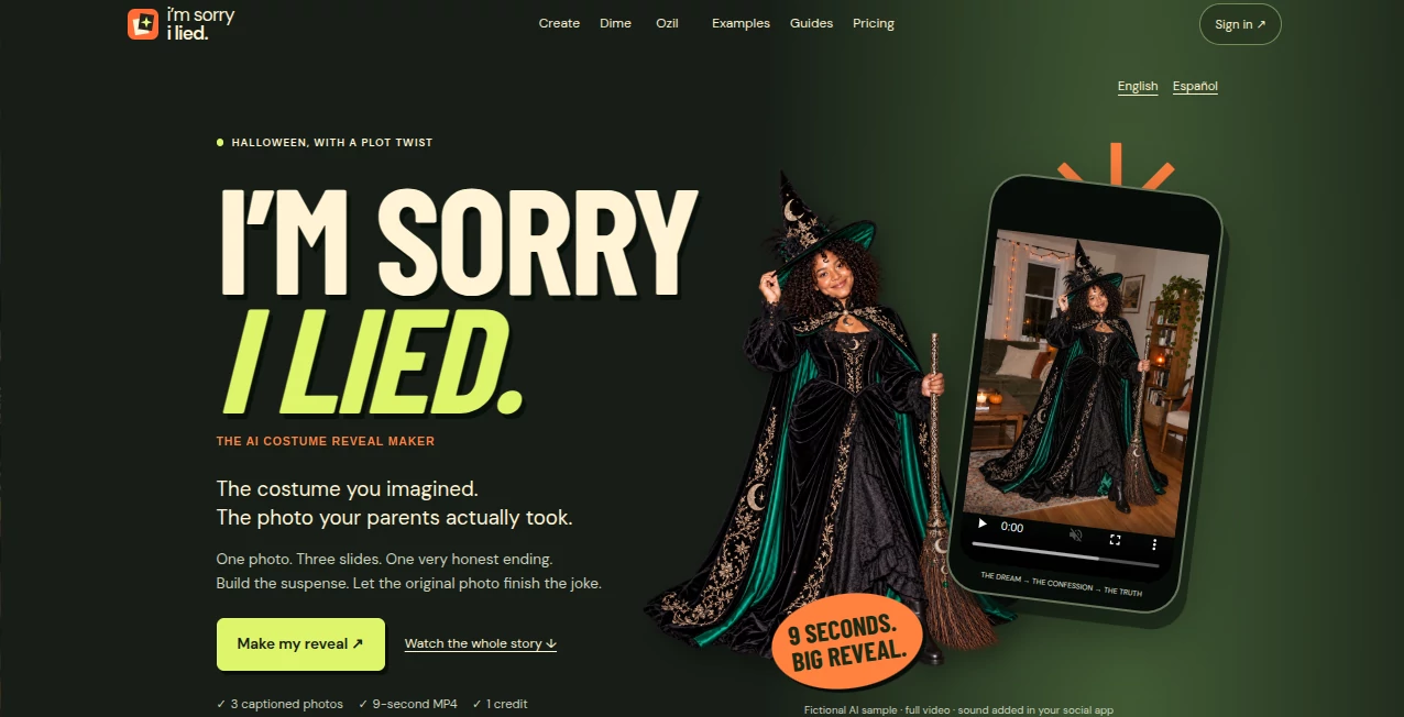 Screenshot of I'm Sorry I Lied – An AI tool in the ,AI Image to Video ,Video  category, showcasing its interface and key features.
