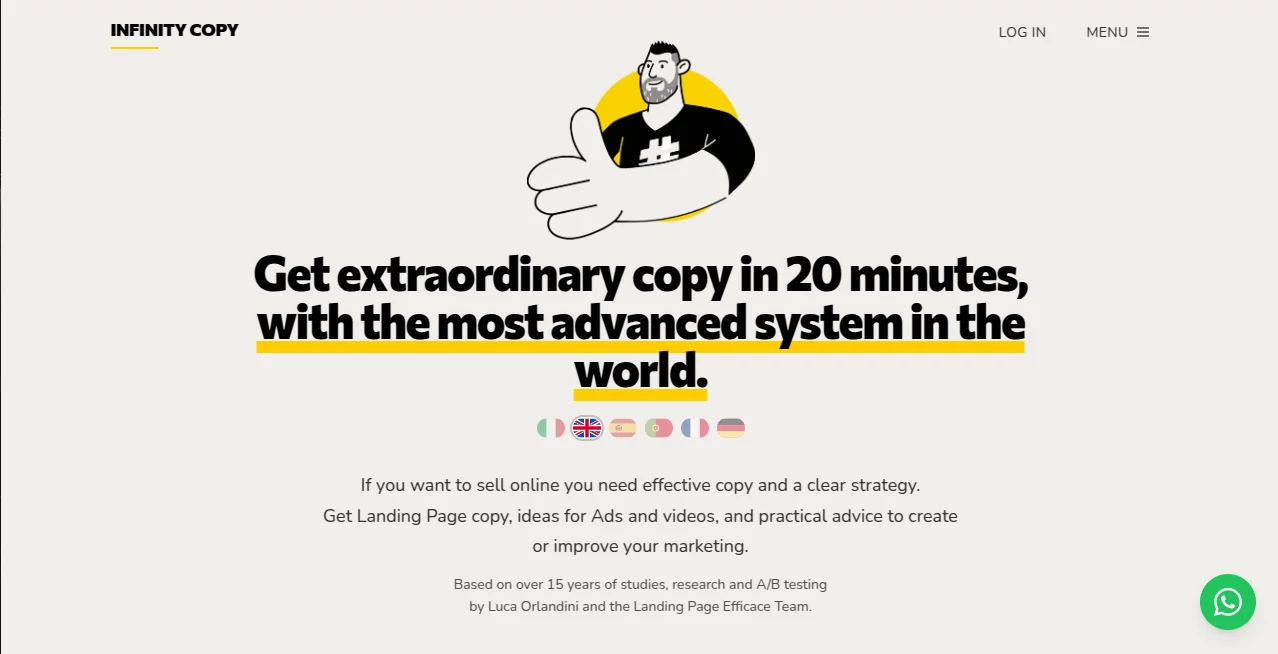 Screenshot of INFINITY COPY – An AI tool in the ,AI Copywriting ,AI Content Generator ,AI Ad Generator ,AI Marketing Plan Generator  category, showcasing its interface and key features.