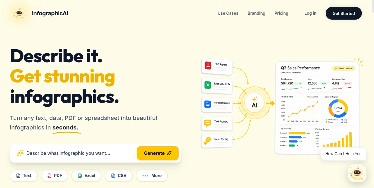Screenshot of InfographicAI – An AI tool in the ,AI Illustration Generator ,AI Charting ,AI Poster Generator ,AI Design Generator  category, showcasing its interface and key features.