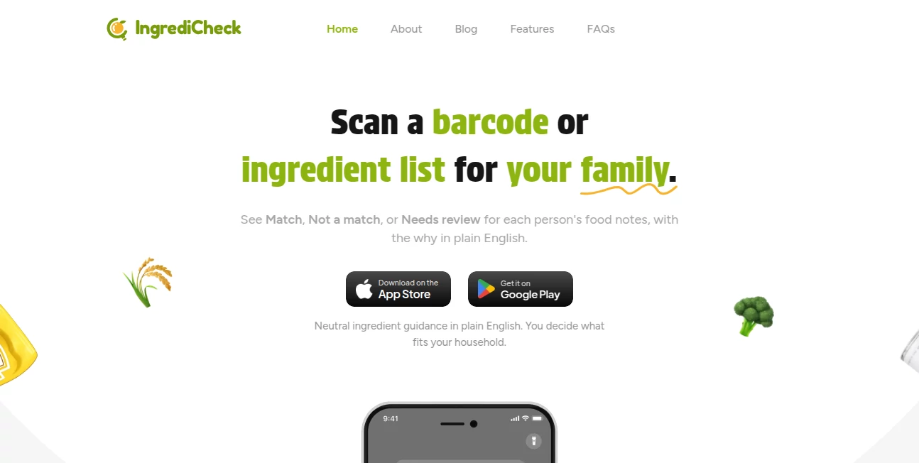 Screenshot of IngrediCheck – An AI tool in the ,AI Recipe Assistant ,AI Life Assistant ,AI Character ,AI Healthcare  category, showcasing its interface and key features.