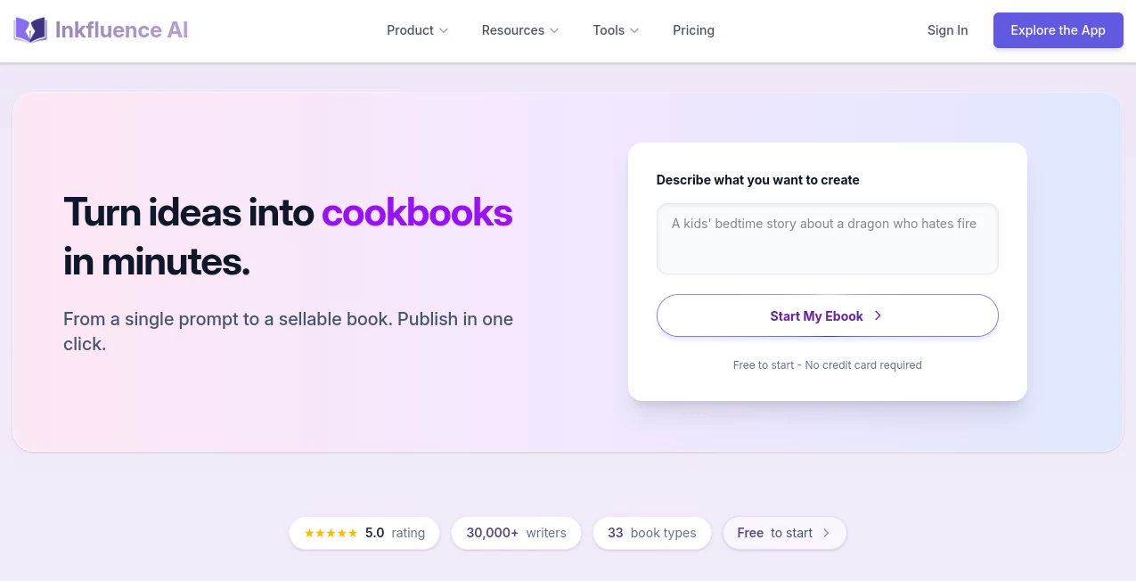 Screenshot of Inkfluence AI – An AI tool in the ,AI Book Writing ,AI Writing Assistants ,AI Content Generator ,AI PDF  category, showcasing its interface and key features.
