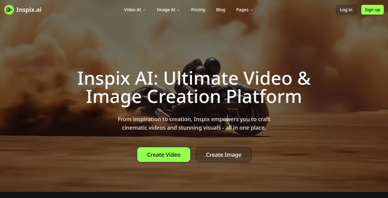 Screenshot of Inspix AI – An AI tool in the ,AI Photo & Image Generator ,AI Image to Video ,AI Video Generator ,AI Text to Video  category, showcasing its interface and key features.