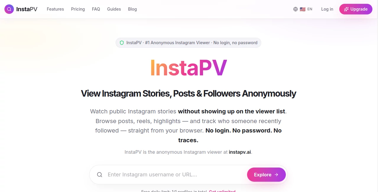 Screenshot of instapv – An AI tool in the ,Other  category, showcasing its interface and key features.