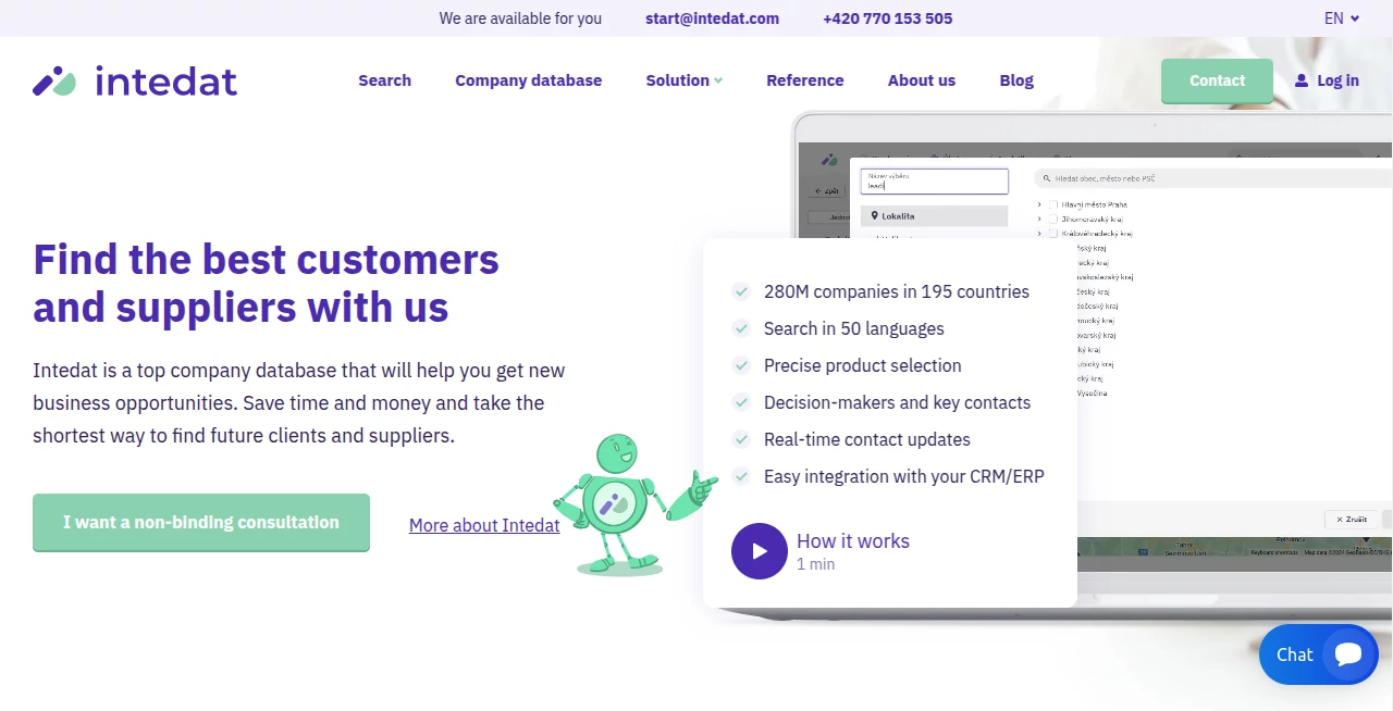 Screenshot of Intedat – An AI tool in the ,AI Research Tool ,AI Sales Assistant ,AI CRM Assistant ,AI Lead Generation  category, showcasing its interface and key features.