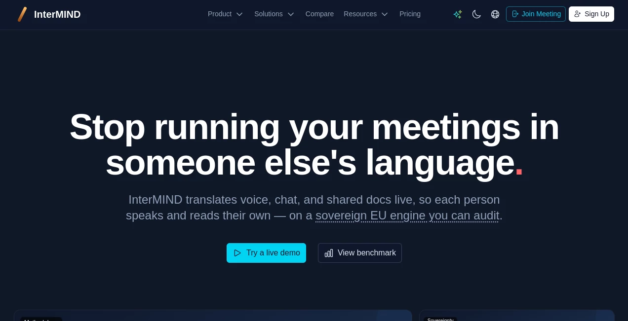 Screenshot of InterMIND – An AI tool in the ,AI Speech Recognition ,AI Productivity Tools ,AI Team Collaboration ,AI Meeting Assistant  category, showcasing its interface and key features.
