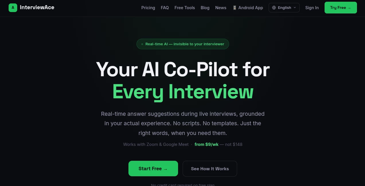 Screenshot of InterviewAce – An AI tool in the ,Productivity  category, showcasing its interface and key features.