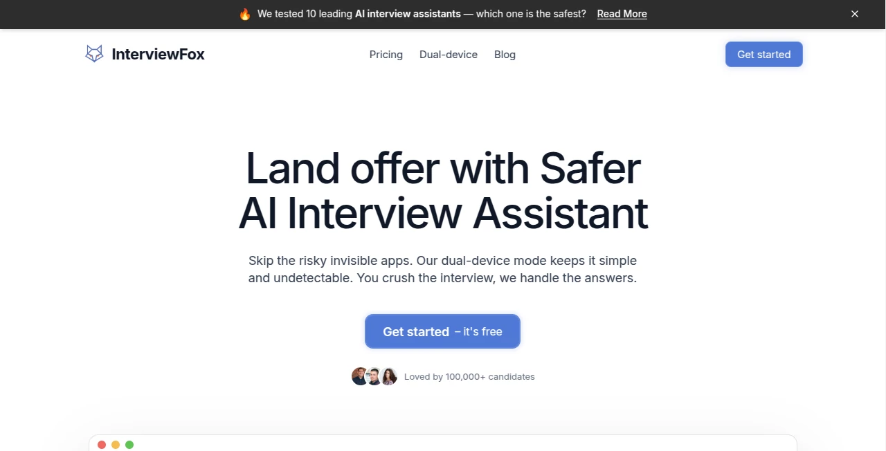 Screenshot of InterviewFox – An AI tool in the ,AI Interview Assistant ,AI Recruiting ,AI Resume Builder ,AI Education Assistant  category, showcasing its interface and key features.