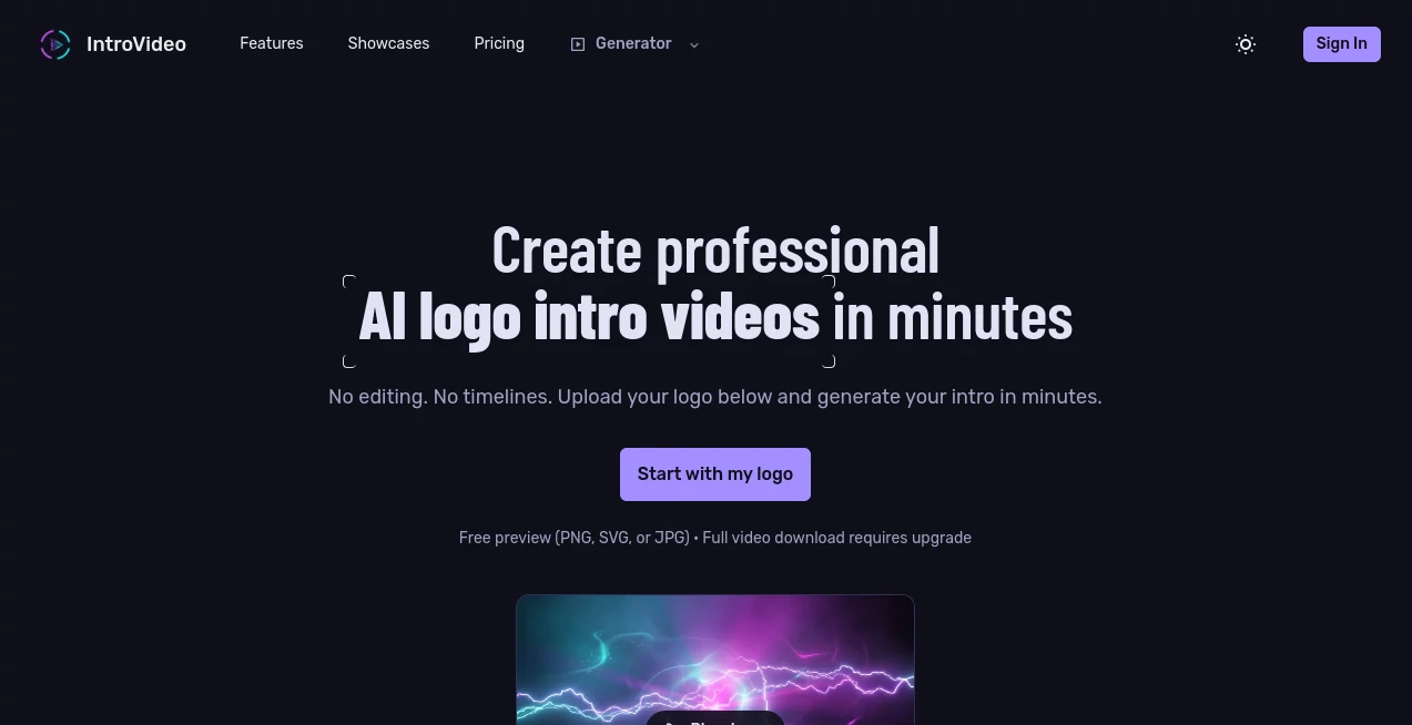Screenshot of IntroVideo – An AI tool in the ,AI Animated Video ,AI Video Generator ,AI Design Generator ,AI Graphic Design  category, showcasing its interface and key features.