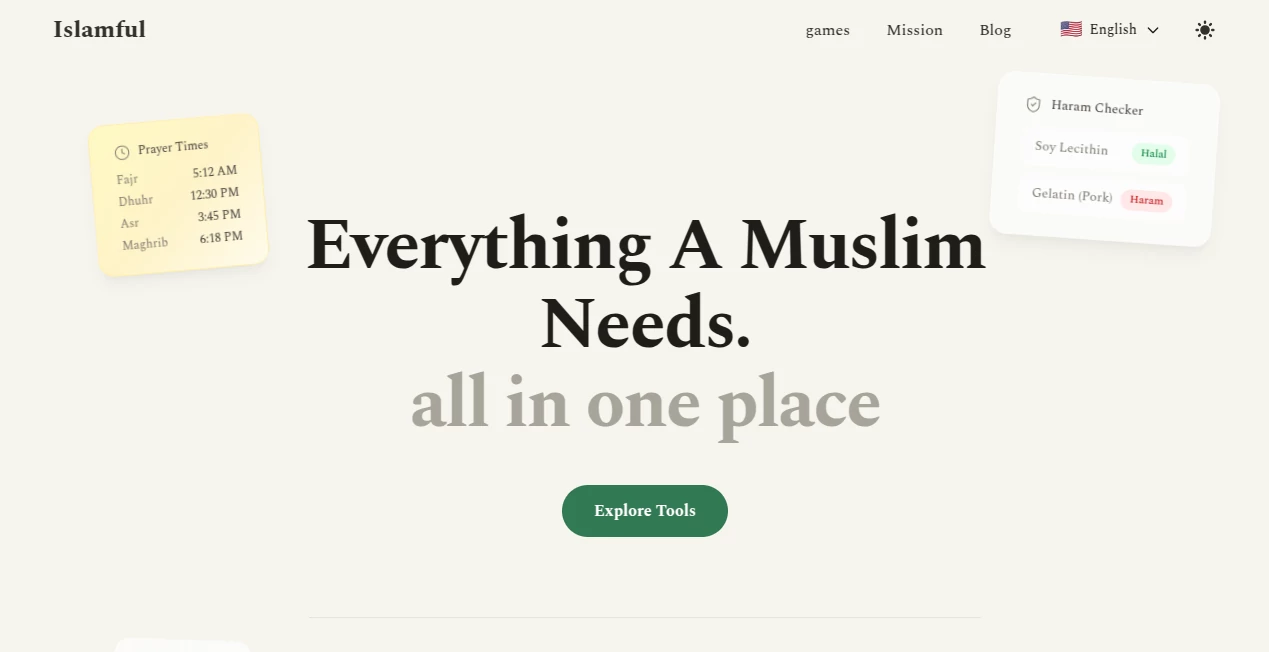 Screenshot of Islamful – An AI tool in the ,AI Life Assistant ,AI Religion  category, showcasing its interface and key features.
