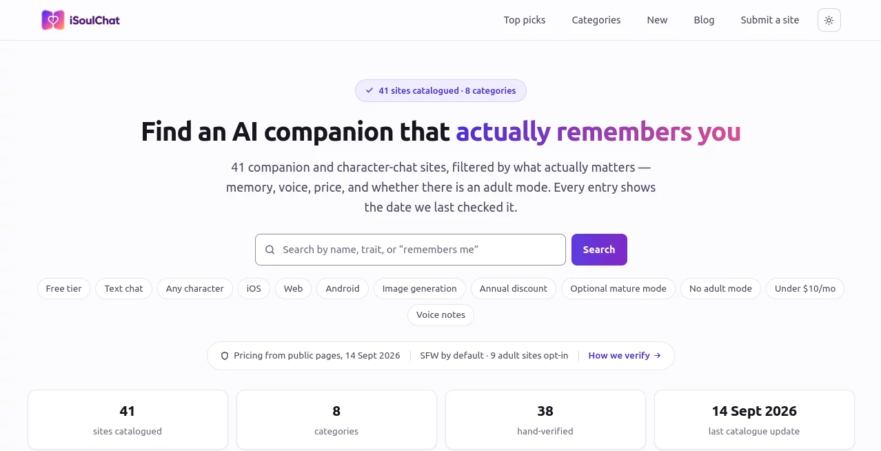 Screenshot of iSoulChat – An AI tool in the ,Chatbot ,AI Character  category, showcasing its interface and key features.