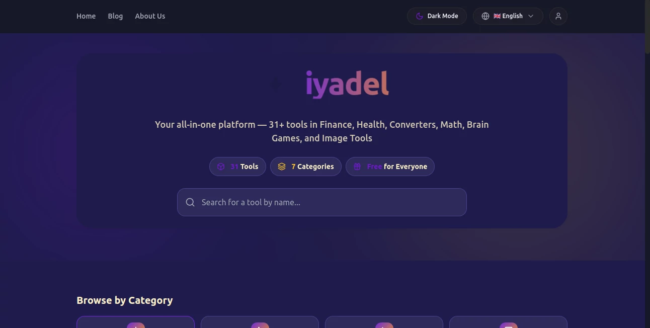 Screenshot of iyadel – An AI tool in the ,AI Photo & Image Generator ,AI Logo Generator ,AI Productivity Tools ,Other  category, showcasing its interface and key features.