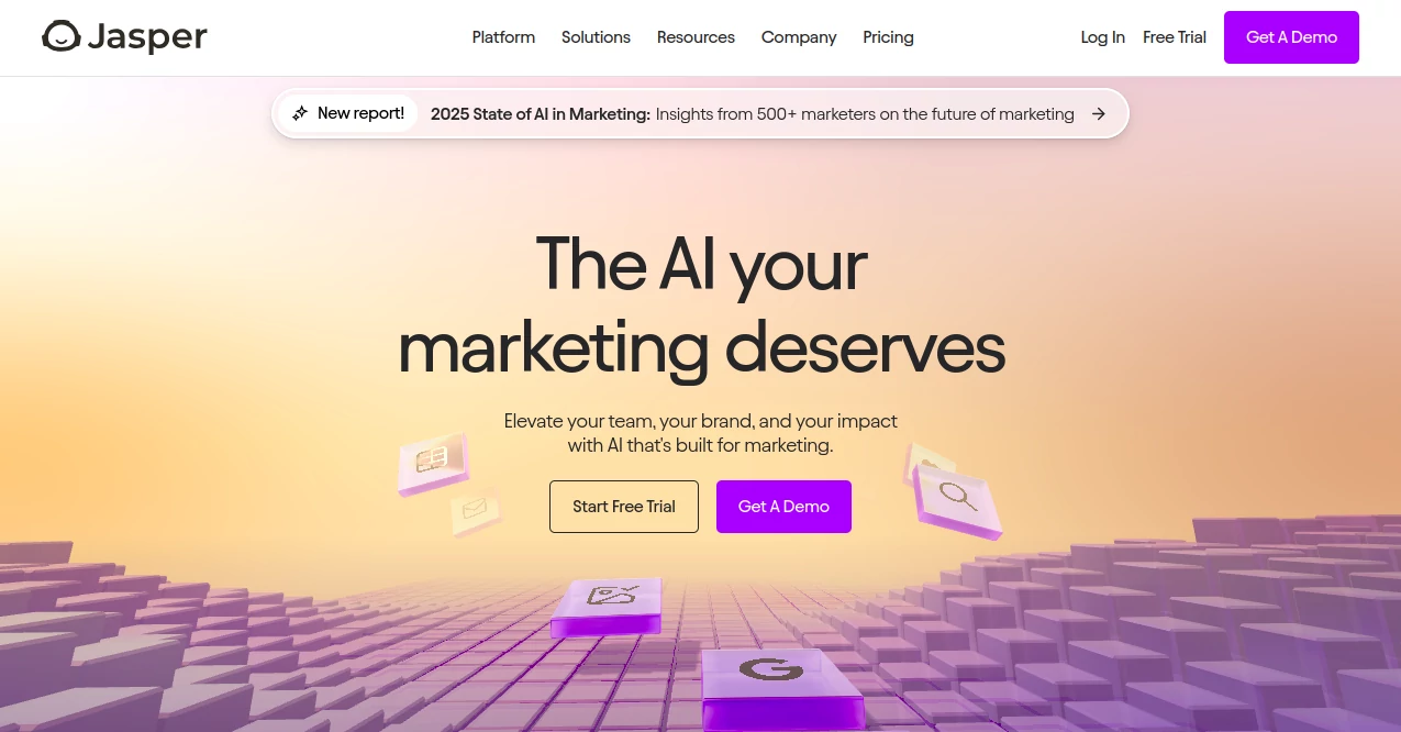 Screenshot of Jasper – An AI tool in the ,AI Blog Writer ,AI Rewriter ,AI Marketing Plan Generator ,AI Copywriting ,AI Paraphraser ,AI Summarizer ,AI Email Writer ,AI Content Generator ,AI Creative Writing ,AI Writing Assistants ,AI General Writing ,AI Reply Assistant ,AI Social Media Assistant ,AI Sales Assistant ,AI Analytics Assistant ,AI Repurpose Assistant ,AI Digital Marketing Generator ,AI Email Assistant ,AI Email Generator ,AI Lead Generation ,Large Language Models (LLMs)  category, showcasing its interface and key features.