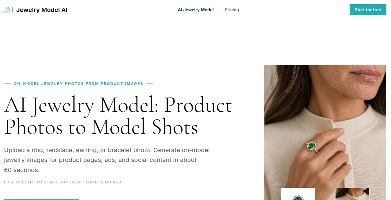 Screenshot of Jewelry Model AI – An AI tool in the ,AI Photo & Image Generator ,AI Illustration Generator ,AI 3D Model Generator ,AI Design Generator  category, showcasing its interface and key features.